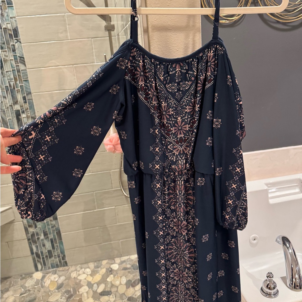 Maurices Navy and Pink Midi Dress